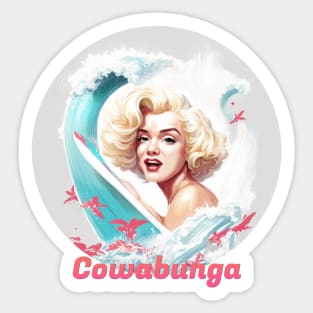 Cowabunga Pin up Surf Sticker